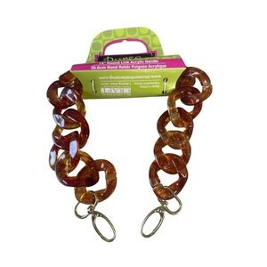 14" Round Link Acrylic Handbag Handles Amber Tone Gold Hardware Bag Accessory